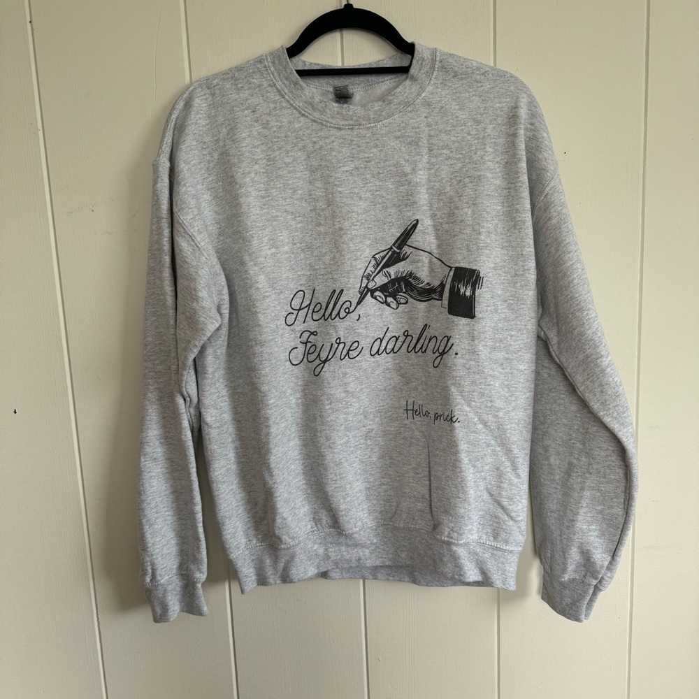 ACOTAR Hello Feyre Darling Grey Crewneck Sweater Medium